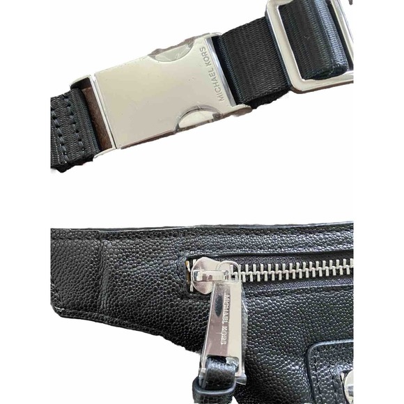 New‎ Michael Kors Pebbled Leather Black Belt Bag Utility Waist Pack Adjustable - Picture 2 of 8